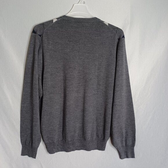 Jos. A. Bank Merino Wool Sweater Mens Large Gray Multicolor Retro Classic - Picture 2 of 7